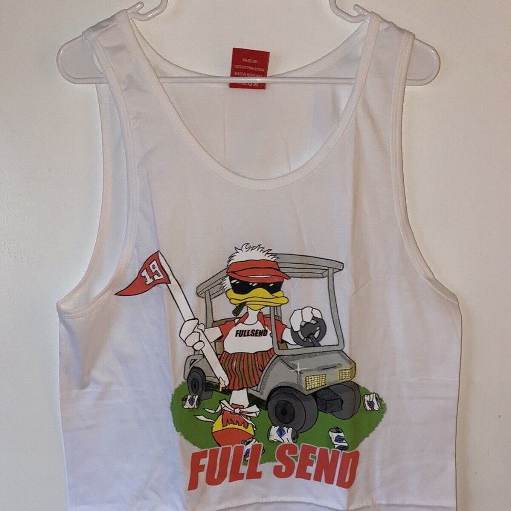 *EXCLUSIVE white FULL SEND (Graphic) Smoking Duck T-shirt (Medium)